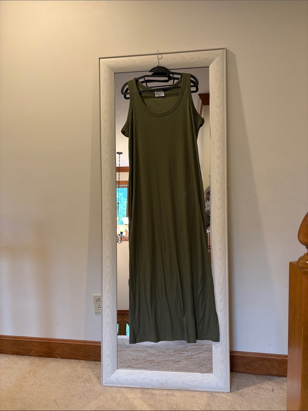 Women’s Olive Green Ribbed Tank Maxi Dress